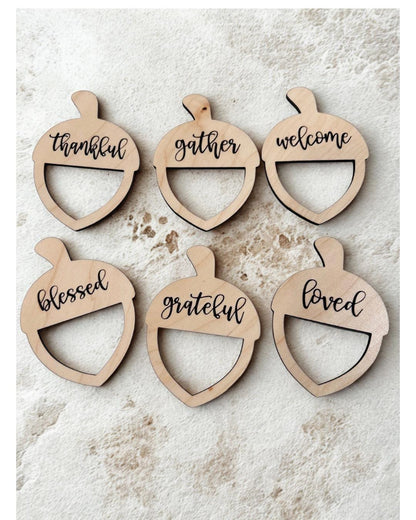 Acorn Napkin Rings| Wooden Thanksgiving Napkin Ring Holders| Fall Table Decor| Laser Cut Engraved