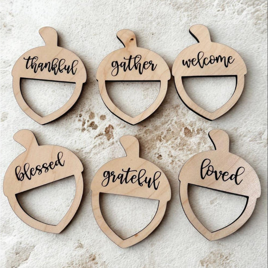 Acorn Napkin Rings| Wooden Thanksgiving Napkin Ring Holders| Fall Table Decor| Laser Cut Engraved