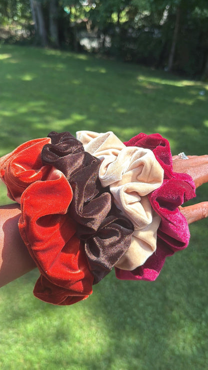 Handmade Velvet Scrunchies | Regular & XL Sizes for Thick Hair